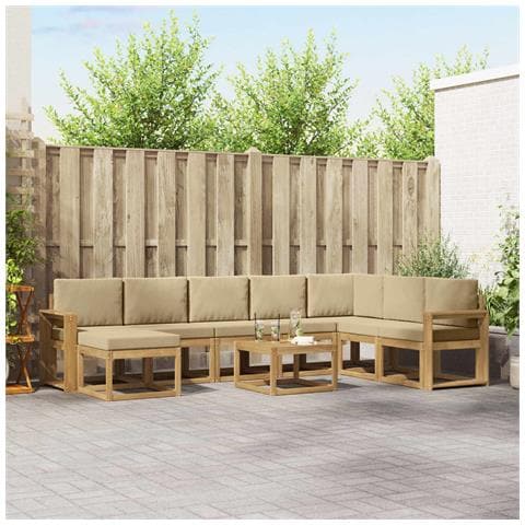 Set di divani da esterno con cuscino 9 pcs Bianco e Beige - Foto 2