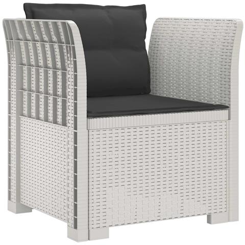 Poltrona a 1 Posto con Cuscini Aspetto Rattan PP Bianco - Foto 1