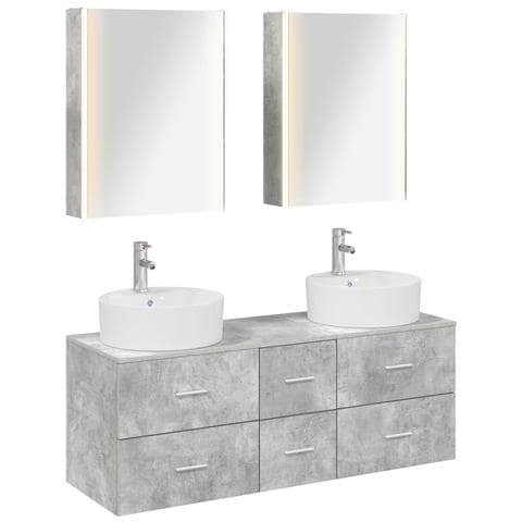 Set di mobili per il bagno 5 pcs Grigio Cemento - Foto 1