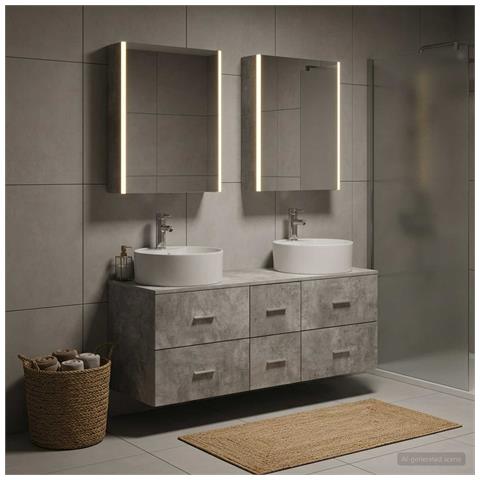 Set di mobili per il bagno 5 pcs Grigio Cemento - Foto 2
