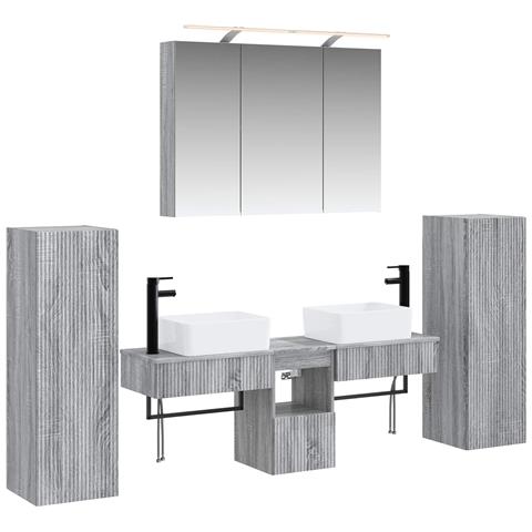 Set di mobili per il bagno 6 pcs Sonoma grigio - Foto 1