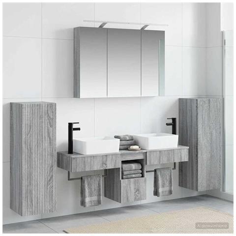 Set di mobili per il bagno 6 pcs Sonoma grigio - Foto 2