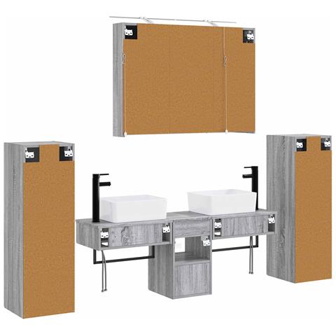Set di mobili per il bagno 6 pcs Sonoma grigio - Foto 9