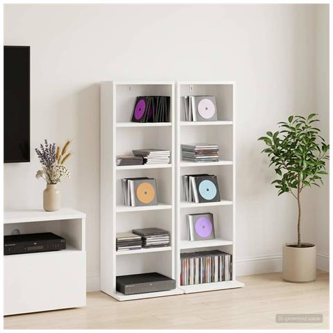 Mobile per CD 2 pz Bianco 33 x 23,5 x 97,5 cm - Foto 2