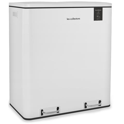 Pattumiera A Pedale Da Cucina In Acciaio Inox, 2x30l, Bianco - Foto 2