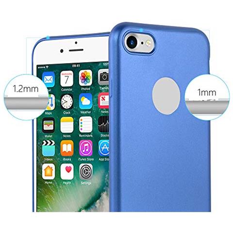 Custodia Compatibile Con Apple Iphone 7 / 7s / 8 / Se 2020 In Blu Metallico - Coperchio Protettivo In Silicone Tpu Flessibile - Foto 2
