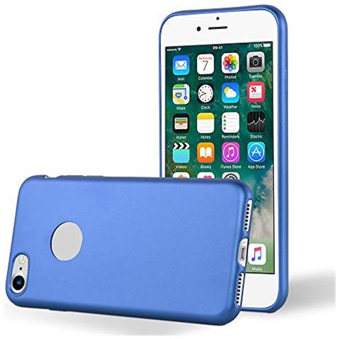 Custodia Compatibile Con Apple Iphone 7 / 7s / 8 / Se 2020 In Blu Metallico - Coperchio Protettivo In Silicone Tpu Flessibile - Foto 1