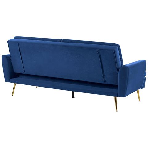 Divano Letto 3 Posti In Velluto Blu Navy Vettre - Foto 12