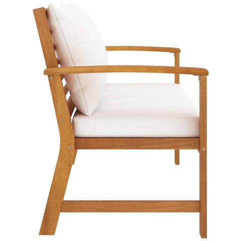 Panca da Giardino 120 cm con Cuscino Crema in Legno di Acacia - Foto 2
