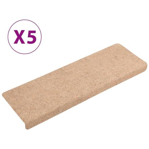 Tappetini per Scale 5 pz Marroni 65x21x4 cm Tessuto Agugliato - Foto 1