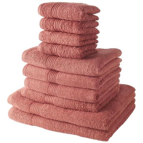 Set 4 Asciugamani Ospiti 30x50 Cm + 4 Asciugamani 50x100 Cm + 2 Asciugamani 70x130 Cm 100% Cotone Terracotta - Foto 1