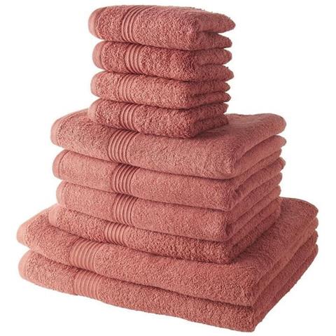Set 4 Asciugamani Ospiti 30x50 Cm + 4 Asciugamani 50x100 Cm + 2 Asciugamani 70x130 Cm 100% Cotone Terracotta - Foto 2