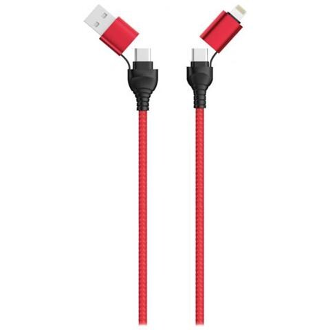 797370 Cavo Usb 1,2 M Usb A /usb C Usb C /lightning Nero, Rosso - Foto 1