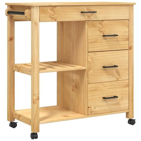 Carrello Da Cucina Monza 84x40x90 Cm In Legno Massello Di Pino - Foto 2