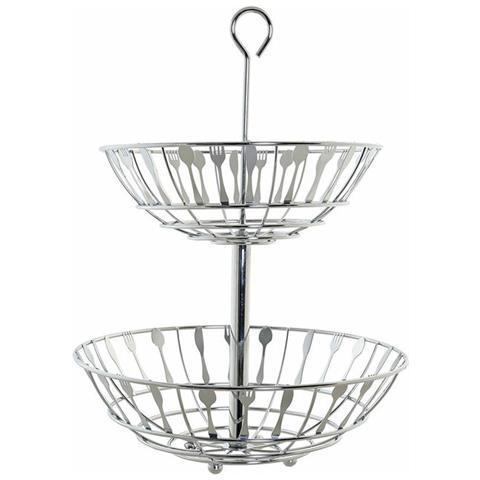 Portafrutta Dkd Home Decor Argentato Metallo Plastica 28 X 28 X 40 Cm - Foto 1