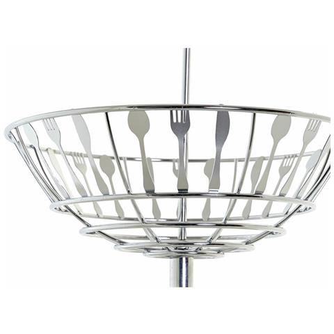 Portafrutta Dkd Home Decor Argentato Metallo Plastica 28 X 28 X 40 Cm - Foto 2