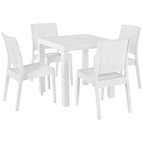 Set Da Giardino 4 Posti In Rattan Sintetico Bianco Fossano - Foto 2