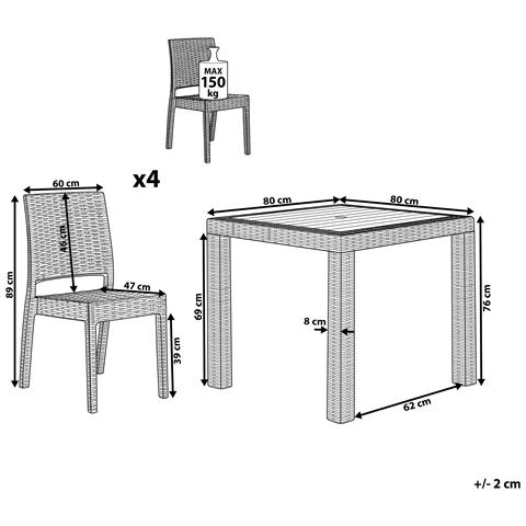 Set Da Giardino 4 Posti In Rattan Sintetico Bianco Fossano - Foto 8