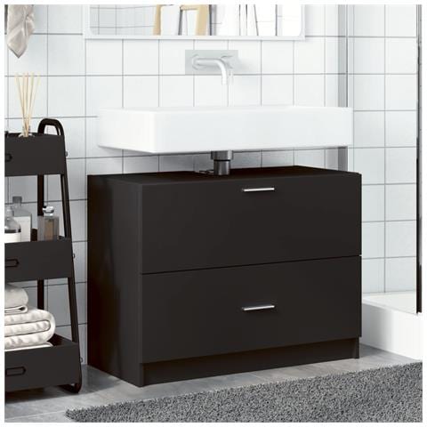 Mobile Lavabo Nero 78x37x59 Cm In Truciolare - Foto 3