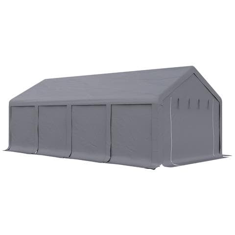 Tendone Da Giardino Per Feste Con Porte A Cerniera E Pannelli Removibili 8x4m, Grigio Scuro - Foto 1