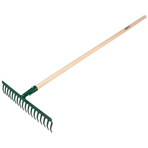 Rastrello Universale Dritto, 18 Denti, Testa Rivettata, Manico In Legno - Foto 1