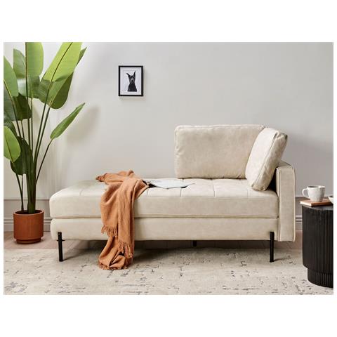 Chaise Longue Versione Destra Rebais Pelle Sintetica Beige Chiaro - Foto 1