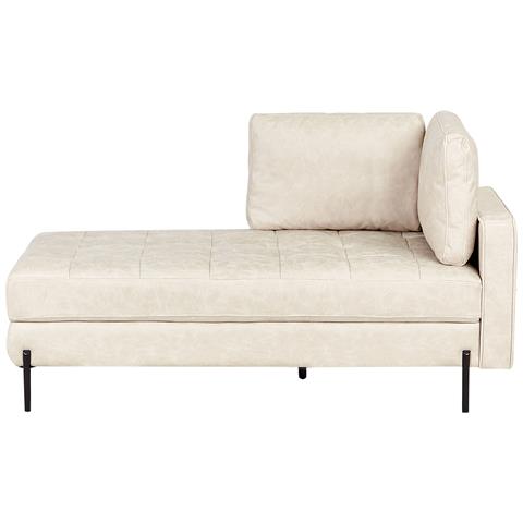Chaise Longue Versione Destra Rebais Pelle Sintetica Beige Chiaro - Foto 2
