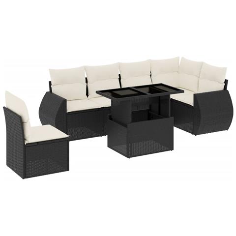 Set Divani Da Giardino Con Cuscini 7pz Nero Polyrattan - Foto 2