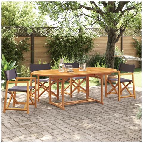 Sedie Da Giardino Pieghevoli 4 Pz Grigio Scuro In Tessuto - Foto 1