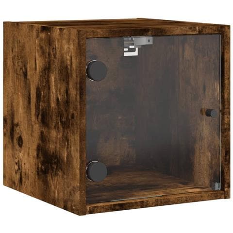 Comodino Con Anta In Vetro Rovere Fumo 35x37x35 Cm - Foto 2