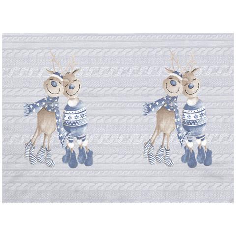 Copripiumino Sacco Piumone Pensieri Delicati Cotone Disegno Renna Matrimoniale Blu - Foto 2