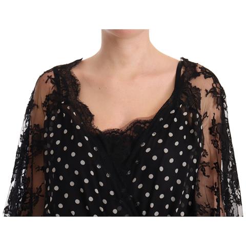 Abito Maxi Capri In Pizzo Nero A Pois Floreali - It46-xl - Foto 2