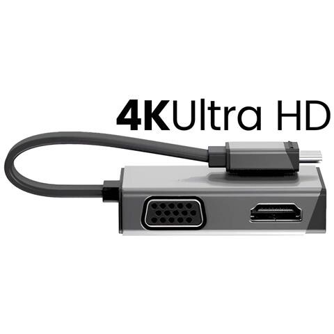 Adattatore Video Duo Play 2-in-1 Usb-c A Hdmi E Vga Con Display 4k 60hz, Grigio - Foto 2