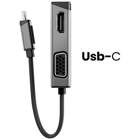 Adattatore Video Duo Play 2-in-1 Usb-c A Hdmi E Vga Con Display 4k 60hz, Grigio - Foto 5