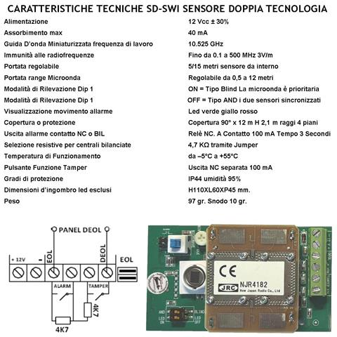 Rilevatore Movimento Doppia Tecnologia Grandangolo Per Antifurto Portata 12 Mt Da Interno Rileva Intrusi Aliment. 12 V - Foto 4