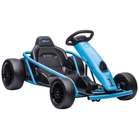 Go-Kart Elettrico per Bambini 8-12 Anni con Schienale Alto e Cintura di Sicurezza, 115x77x54 cm, Blu e Nero - Foto 1