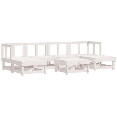 Set Salotto Da Giardino 7 Pz Bianco In Legno Massello Di Pino - Foto 2