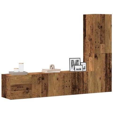 Mobili Tv A Parete 3 Pz Legno Antico In Legno Multistrato - Foto 1