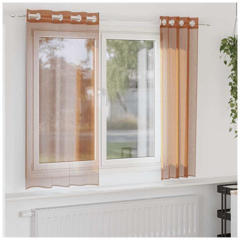 Tende In Voile Con Occhielli 2 Pz Terracotta - Foto 1