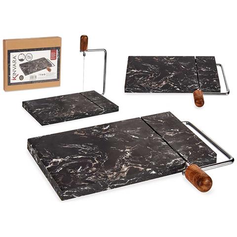 Tagliere Per Formaggio In Marmo Nero 21x24x2,5 Cm. Colore Nero - Foto 2