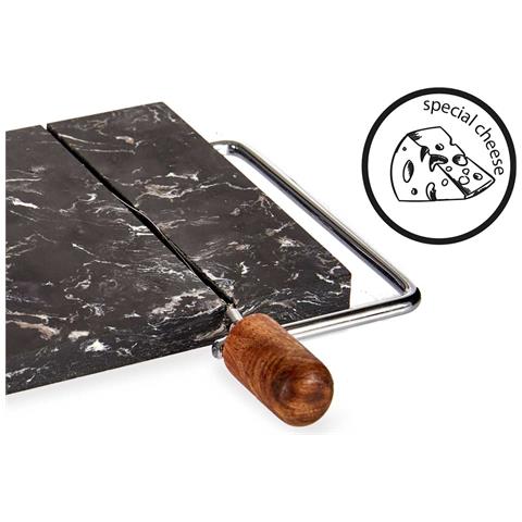 Tagliere Per Formaggio In Marmo Nero 21x24x2,5 Cm. Colore Nero - Foto 5