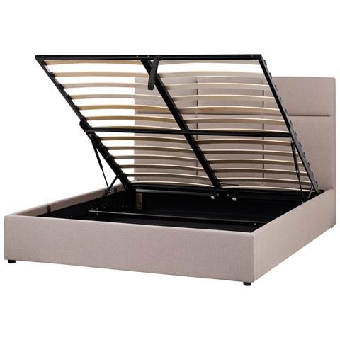 Letto Contenitore Tessuto Lagord 160 X 200 Cm Tortora - Foto 2