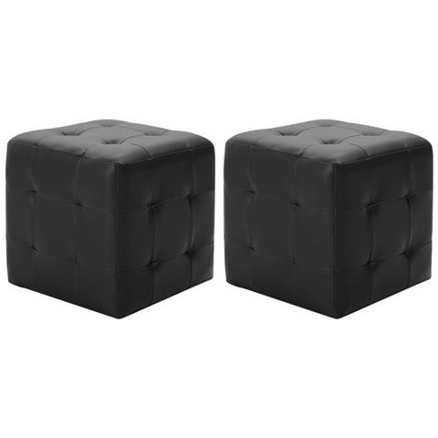 Pouf 2 Pz Nero 30x30x30 Cm In Similpelle - Foto 2