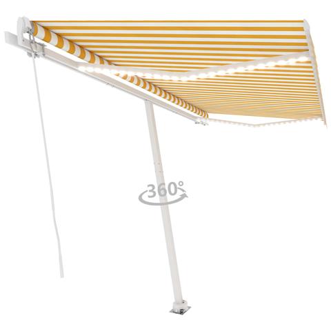 Lusso Casadino -  Tenda Da Sole Retrattile Manuale Led 400x350 Cm Giallo Bianco - Foto 2