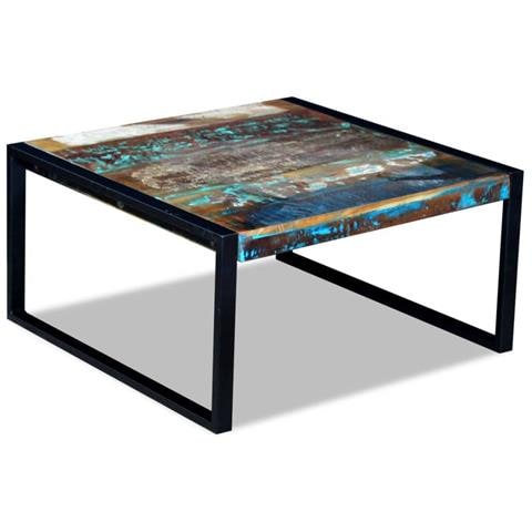 Tavolino Da Salotto In Legno Massello Anticato 80x80x40 Cm - Foto 2