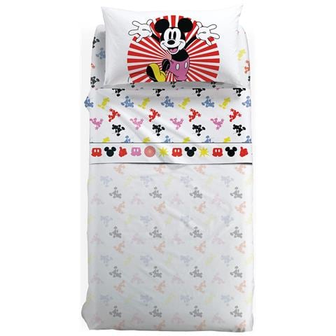 Completo Lenzuola Disney Mickey Fantasy In Cotone Colore Neutro Misura Singolo Cotone, 100% Lenzuolo superiore 160x280 cm, Lenzuolo inferiore 90x200 cm, Federa 50X80 cm - Foto 1