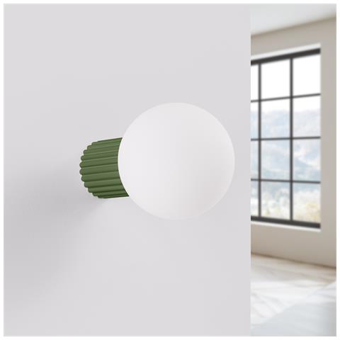 Lampada Da Parete Halo Verde Oliva Ip44 Sl. 1722 - Moderno Lampada Da Parete Verde Oliva 12x12x17 Cm - Foto 2