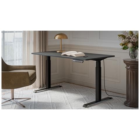 Scrivania con regolazione elettrica dell'altezza MOON LONG 150x80x72-120 nero /antracite - Foto 2