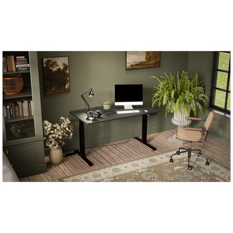 Scrivania con regolazione elettrica dell'altezza MOON LONG 150x80x72-120 nero /antracite - Foto 3