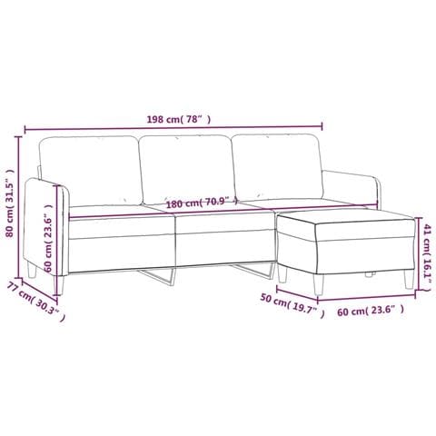 Divano a 3 Posti con Poggiapiedi Grigio Scuro 180 cm in Velluto - Foto 7